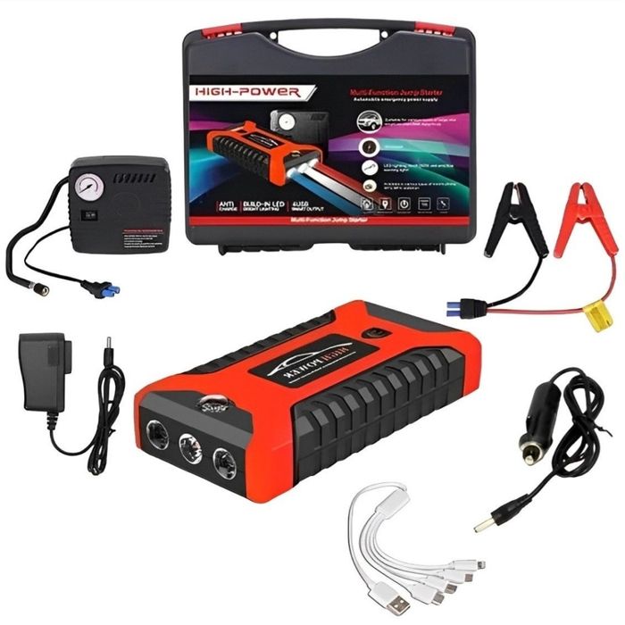 Пусковий зарядний пристрій + компресор 300/600A Jump Starter Pump
