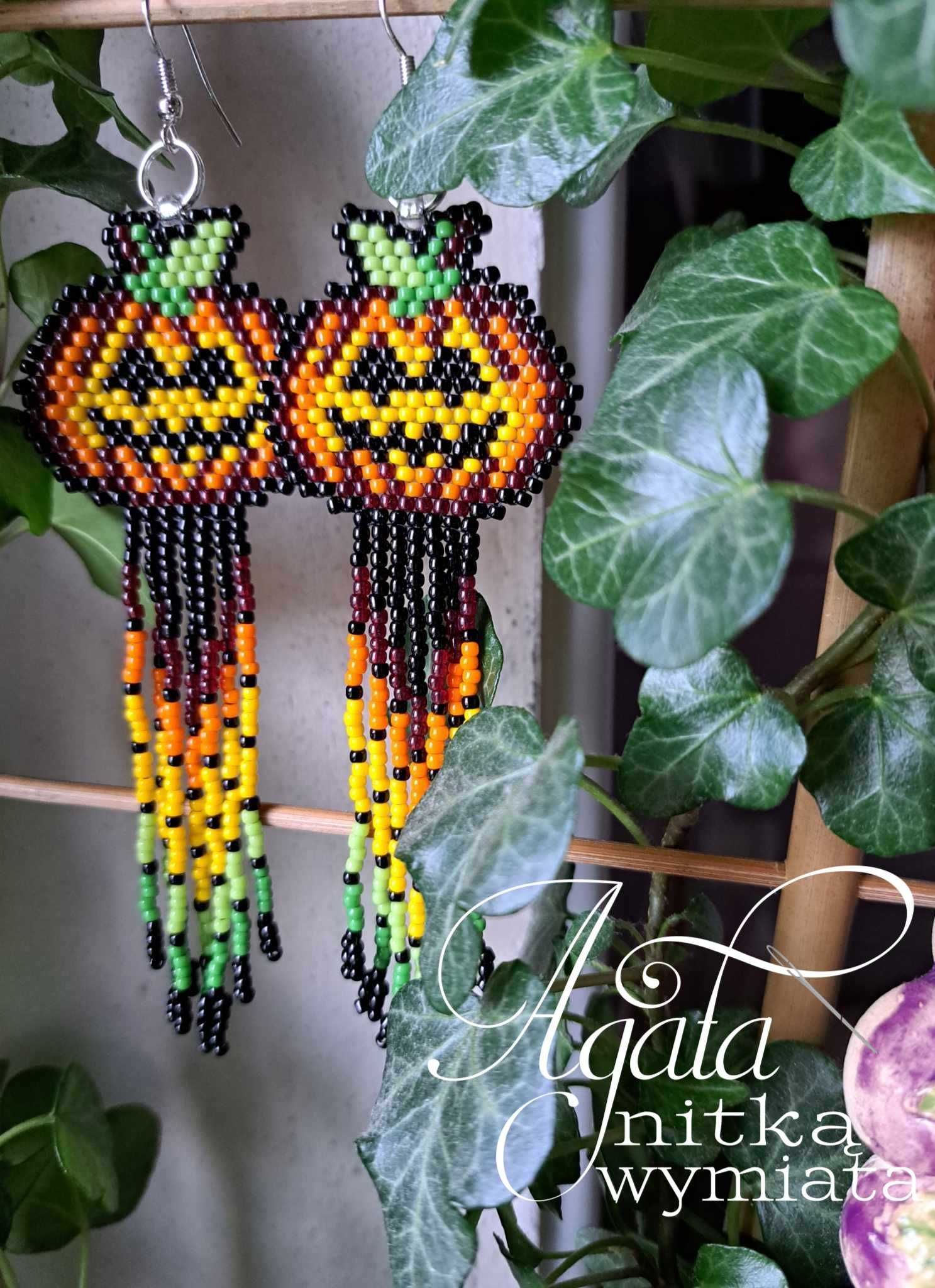 Dynia z frędzlami kolczyki (Halloween)