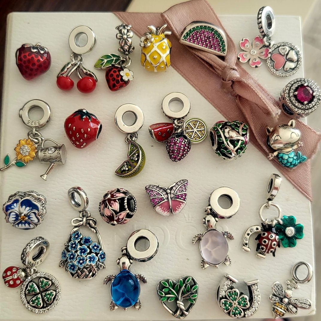 Koralik charms do bransoletki Pandora, słoń, łapacz, koniczynka, mysz