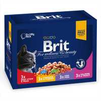 АКЦИЯ! Влажный корм для кошек Brit Premium семейная тарелка 12 шт.