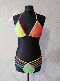 Strój kąpielowy bikini S kolorowy neon