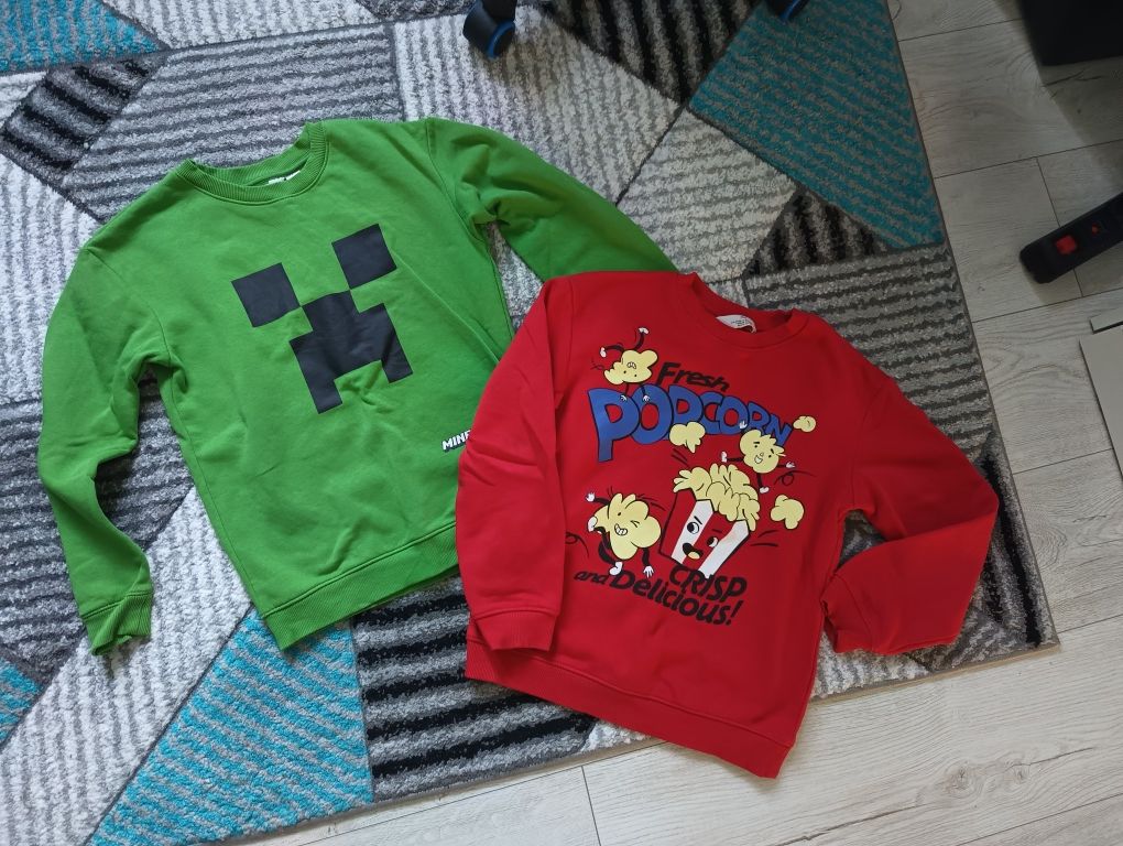 Bluzy h&m 134/140 stan bardzo dobry Minecraft popcorn