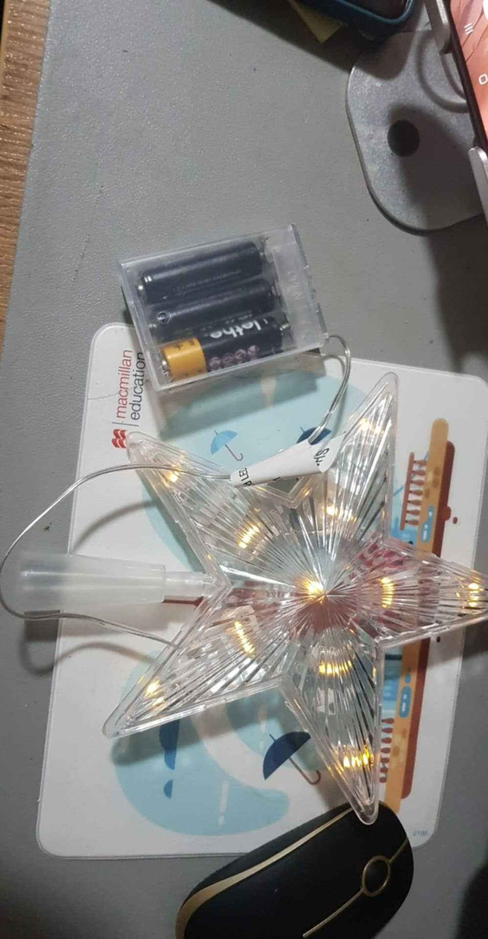 Gwiazda na choinkę dekorację ozdobę na 3 baterie 20 cm