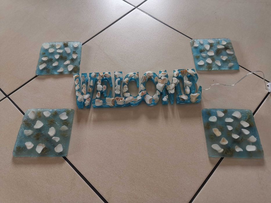 Ozdoba, szyld, napis WELCOME, podświetlany