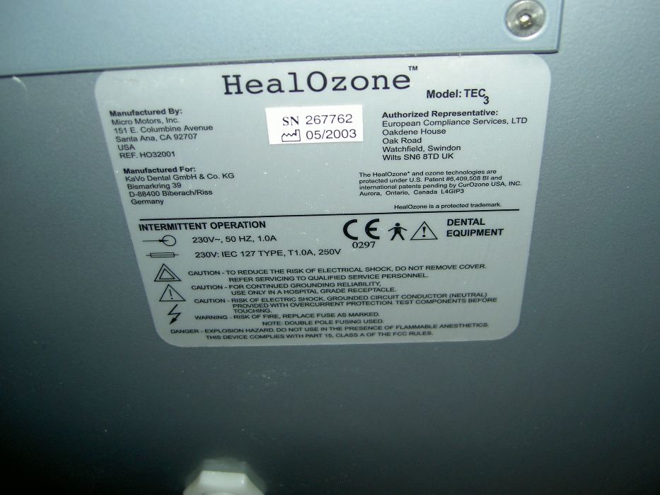 Kavo Healozone TEC3 ozonoterapia