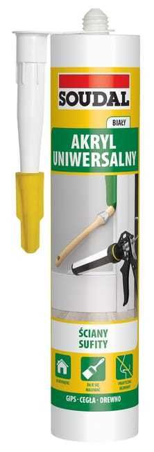 Akryl Uniwersalny ŚCIANY SUFITY 280 ml Biały SOUDAL