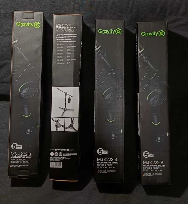 Statywy mikrofonowe (4x) -  Gravity MS 4222 B - nowe niskie