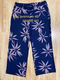 Bpc 46 damskie eleganckie spodnie granatowe kwiaty szerokie