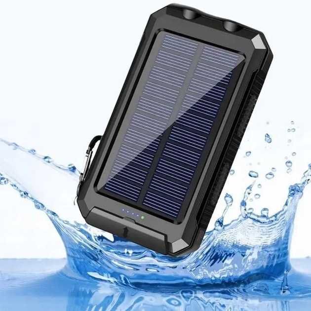 PowerBank з сонячною батареєю, ліхтариком 20000 мАч Solar Чорний