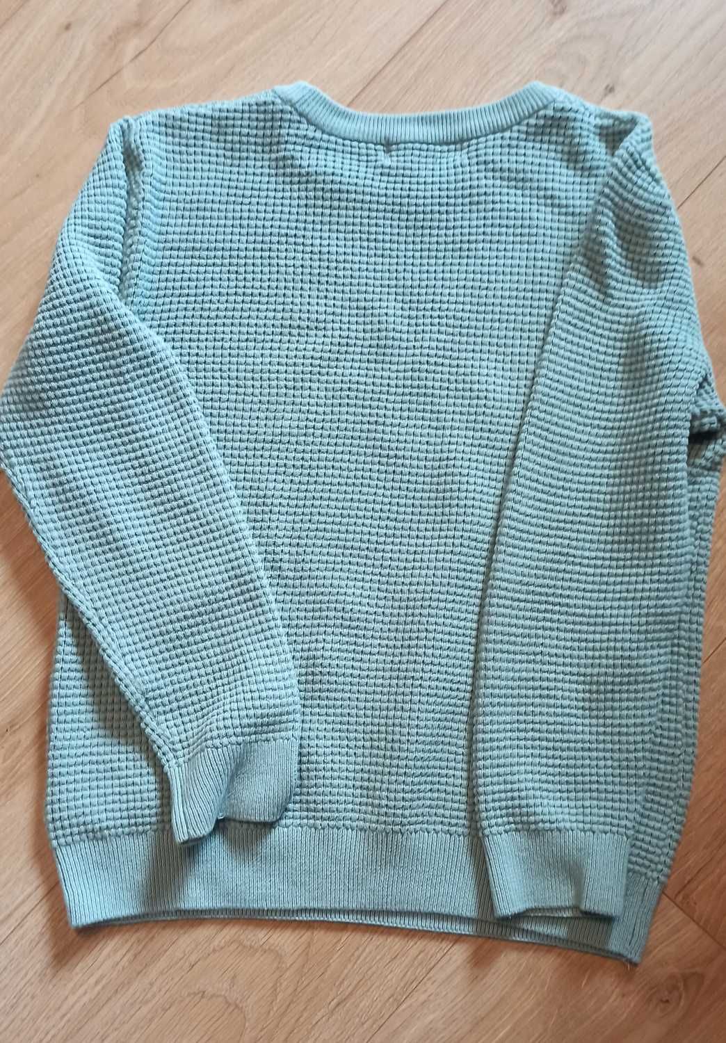 Sweterek szaro-zielony, szałwiowy, H&M, 122/128