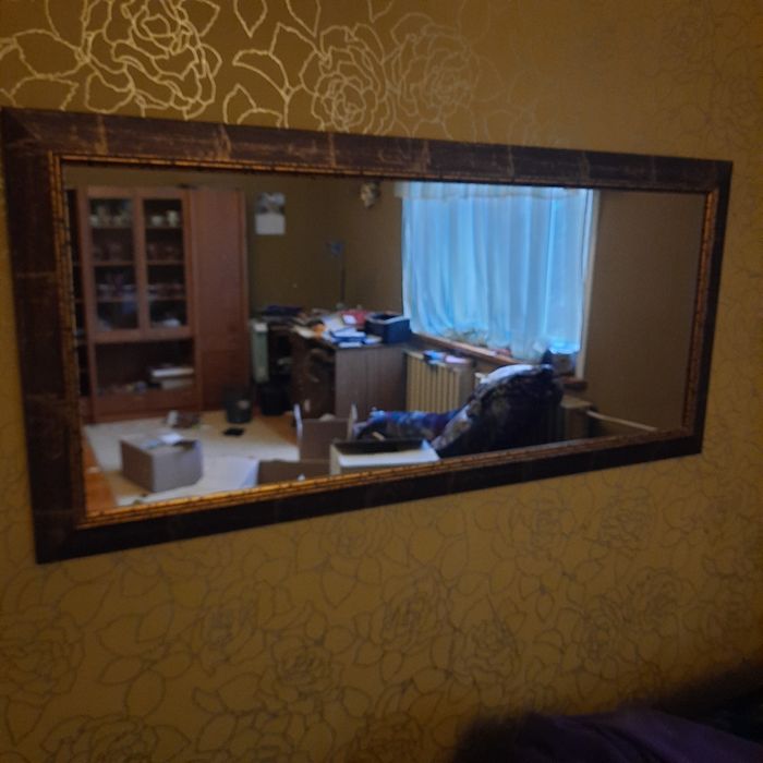 Lustro 120x56 brązowo zlota rama