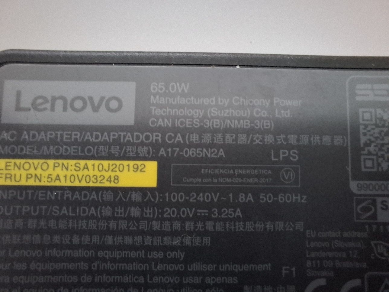 Блок живлення Lenovo ( блок питания леново).  SA10J20192