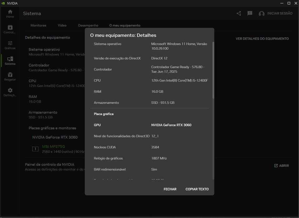 Computador Gamer / i512400F / RTX 3060 / 16 GB RAM / 1TB SSD