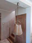 Lampa "myśliwska", wisząca, żyrandol, mosiądz/skóra, unikalna