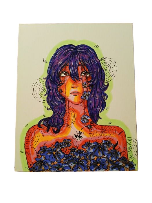 Obraz na ścianę Portret Modernistyczny Grafika Rozpacz Unikalny Kwiaty