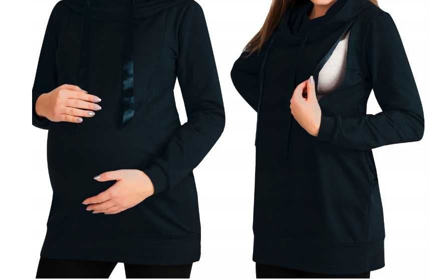 Bluza damska ciążowa do karmienia L/XL CZARNA dwa zamki
