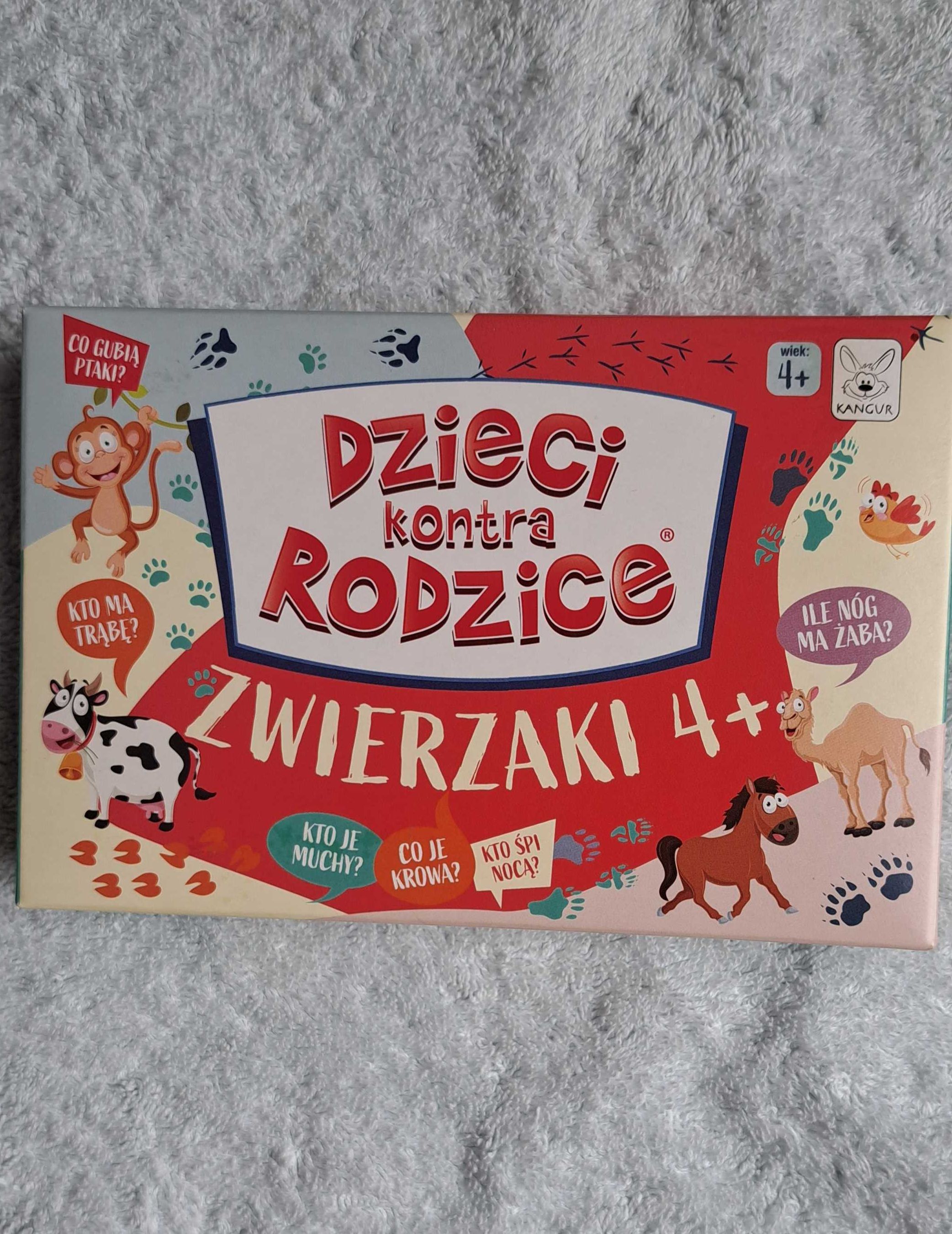 Dzieci kontra Rodzice Zwierzaki 4+ zagadki pytania zabawa Kangur