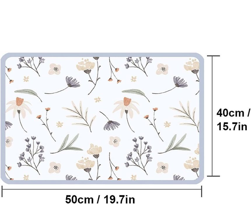 CALOPEAH Super Chłonna Mata Ociekowa do Naczyń 50 x 40 cm Kwiaty