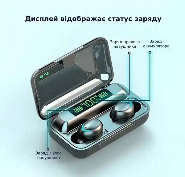 Стильні вакуумні навушники TWS BTH F9-5, бездротові Bluetooth
