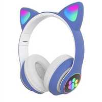 Навушники з вушками сині GlowEars CatTunes бездротові світлодіодні
