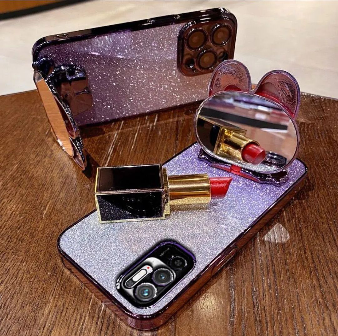 Nowe Etui do iPhone 15 podstawka lusterko stojak królik rabbit