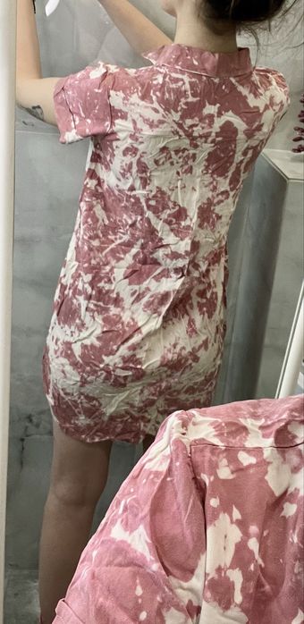 Sukienka tunika długa koszula różowa rozjaśniana sinsay xs guziki