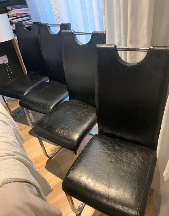 Krzesła srebrno/ czarne- imitacja skóry