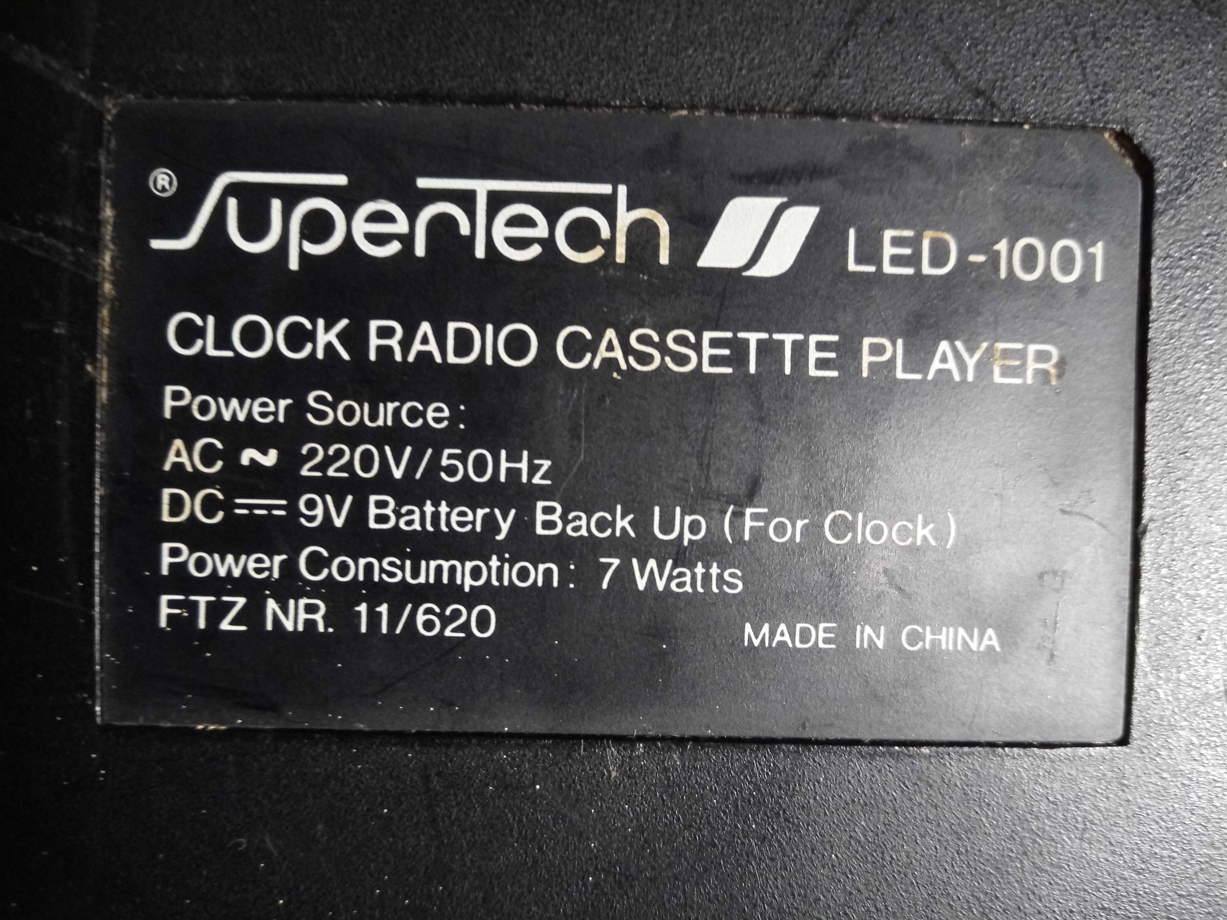 supertech led-1001 radio clock casete player