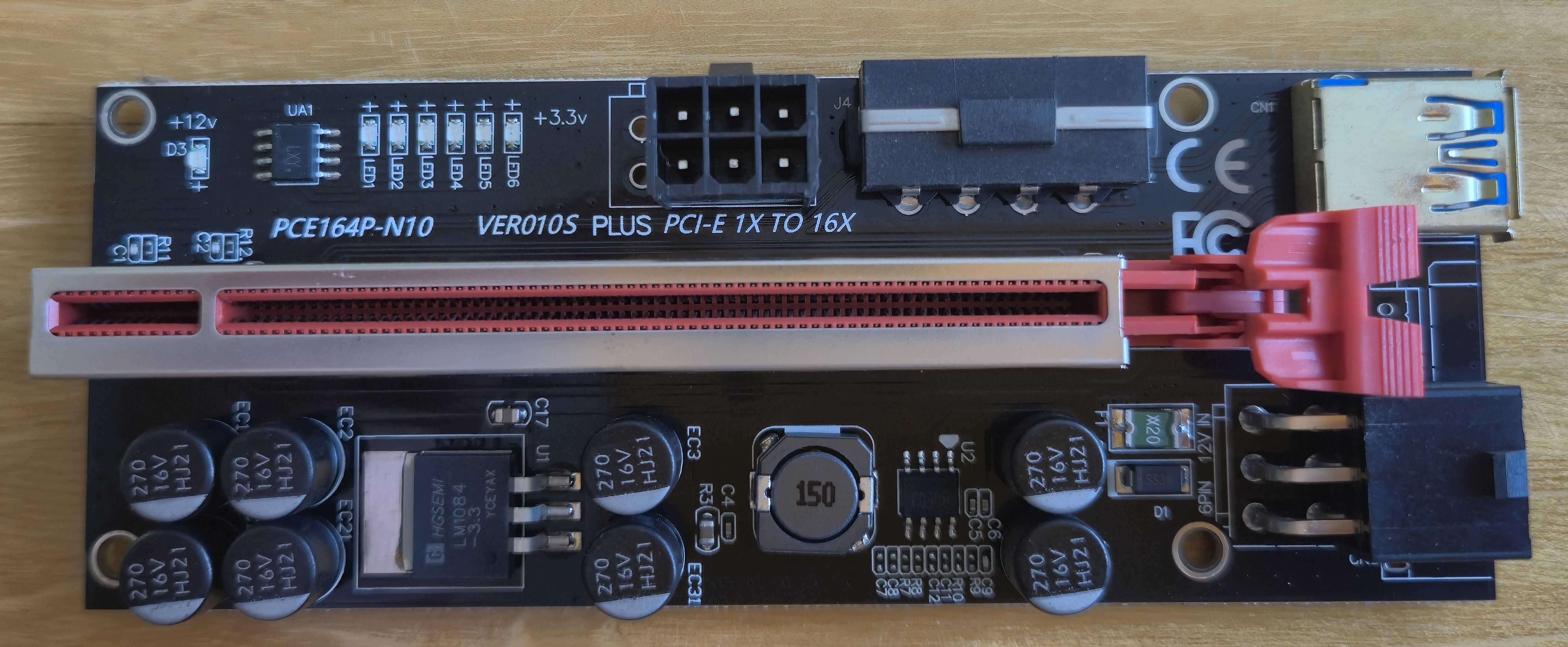 Riser PCI-E 010S PLUS 1x do 16x z kablem USB – komplet