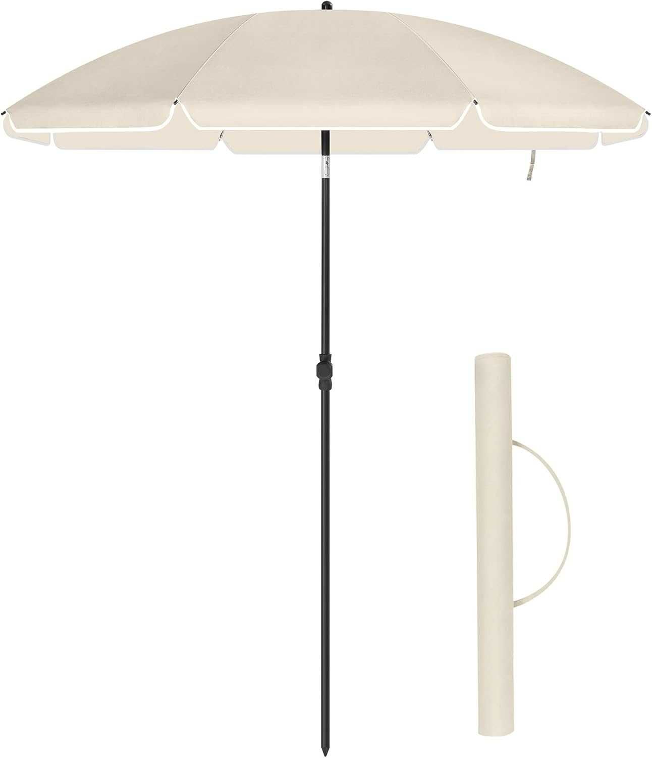 parasol plażowy, Ø 200 cm, ogrodowy, ochrona UV do UPF 50+, składany