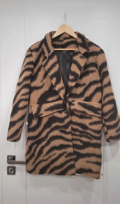 Płaszcz futerko zebra panterka oversize andżela baranek