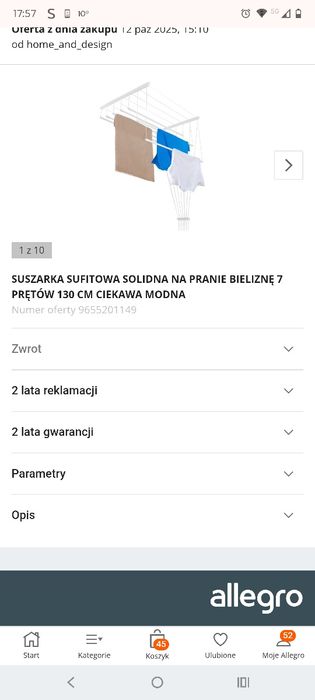 Sufitowa suszarka na pranie