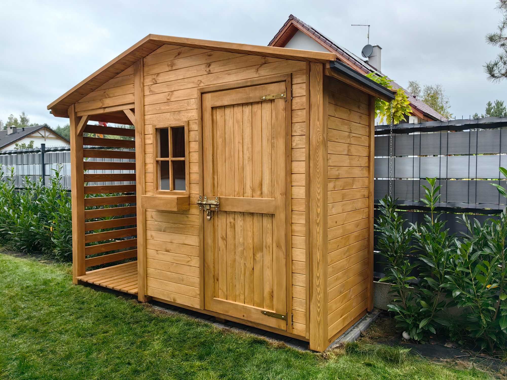 Domek narzędziowy 2 x 1,1m + drewutnia 1,14 x 1,1m z dachem prostym