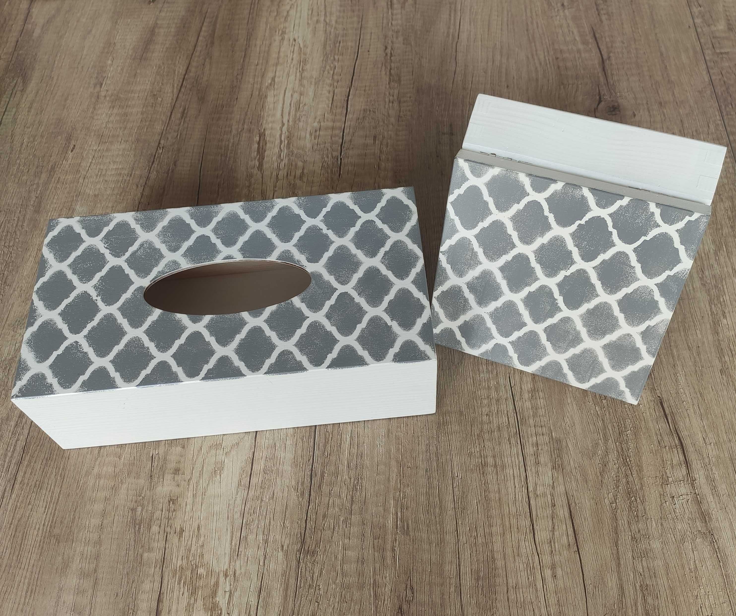 Chustecznik i szkatułka z drewna decoupage.