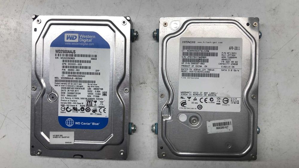 Lote de 5 un de discos de 250Gb