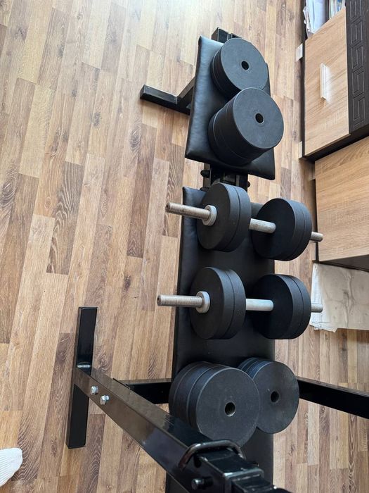 Лава для жиму та присідань, набірні гантелі 2х50кг