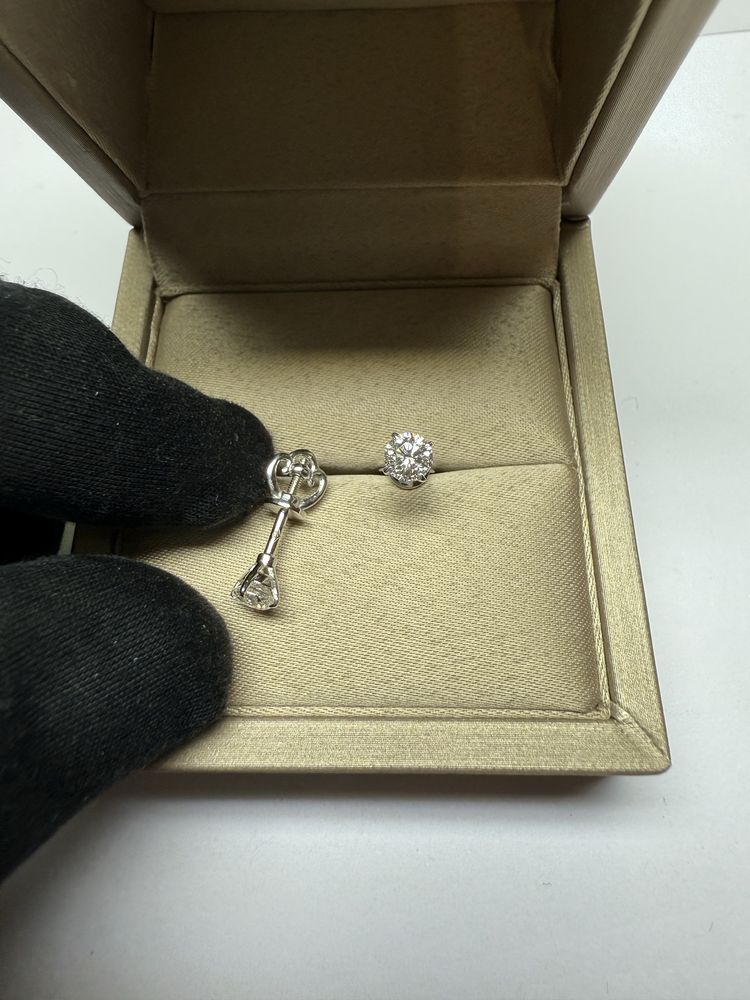 Серьги 750 проба, природные бриллианты 0.74 ct, сертификат Гемцентр