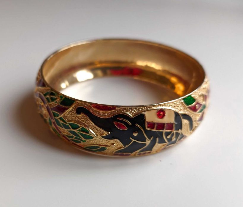 Непальский браслет Meenakari с слоном — ручная работа, эмаль,