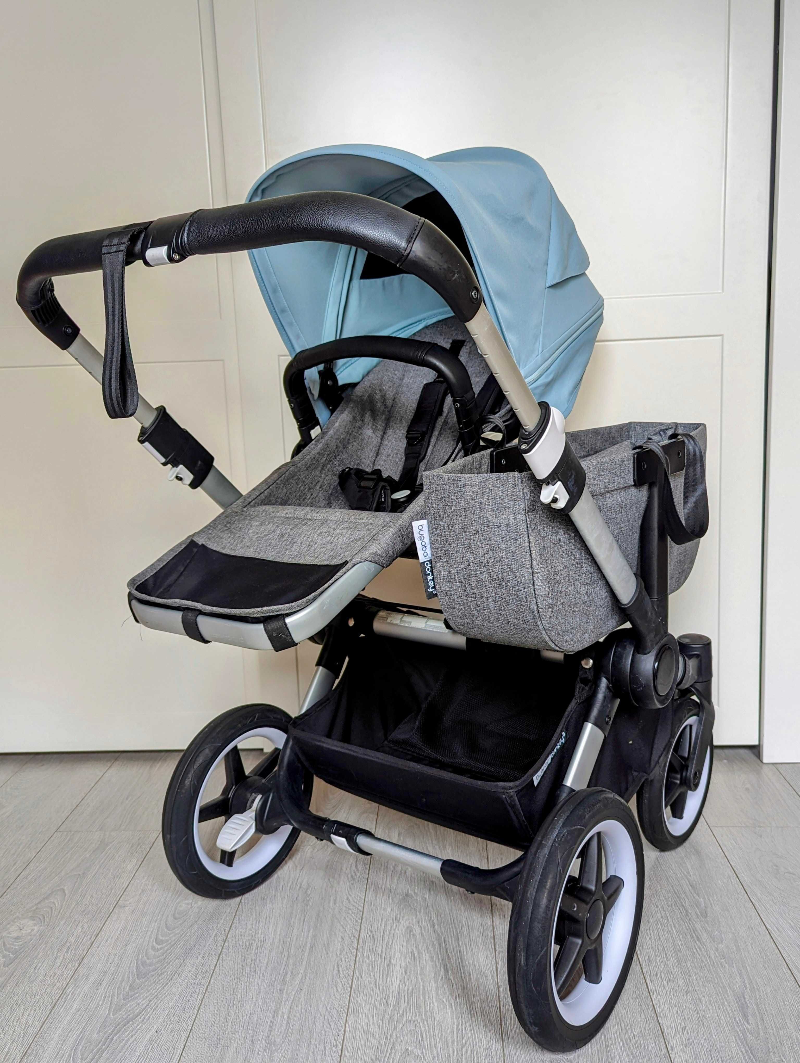 Wózek Bugaboo Donkey 3 Twin Grey Melange / Vapor Blue