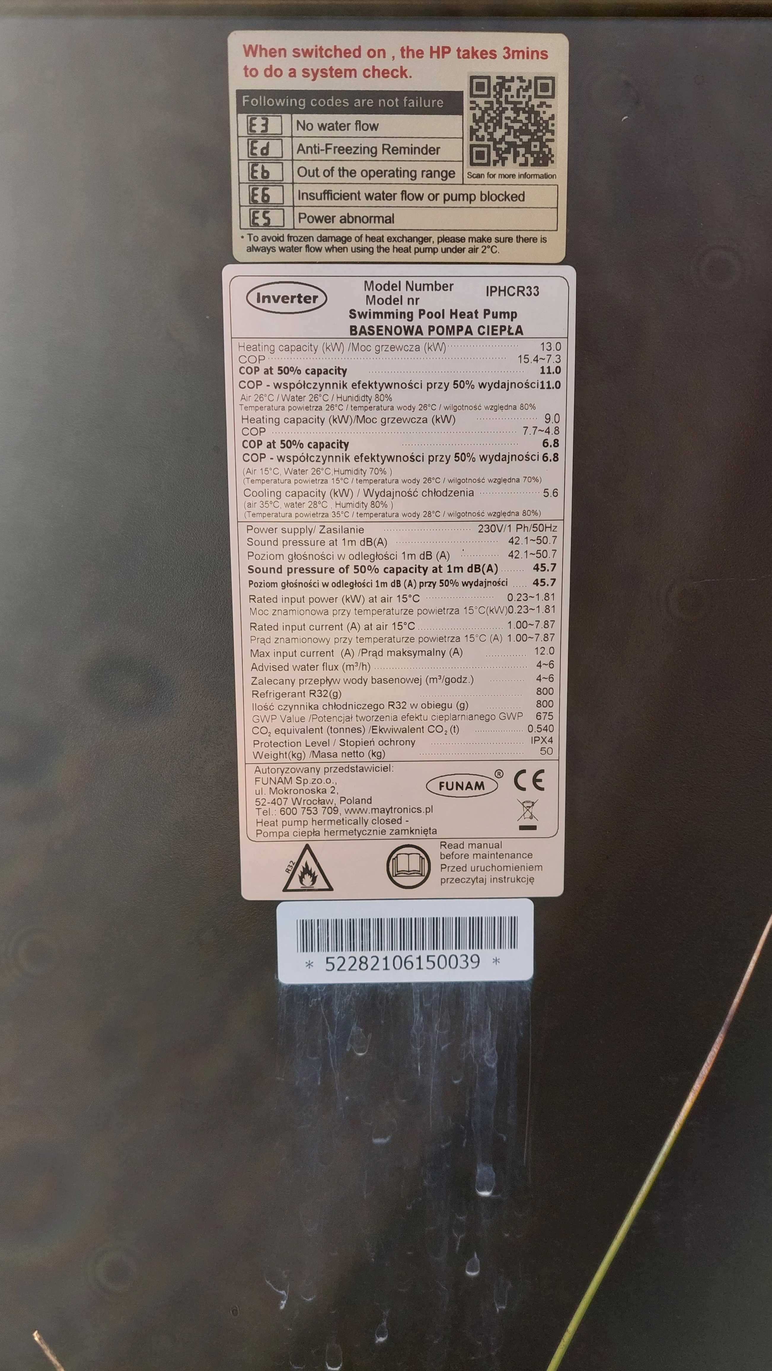 Basenowa pompa ciepła Fairland Inverter Plus 13kW IPHCR33