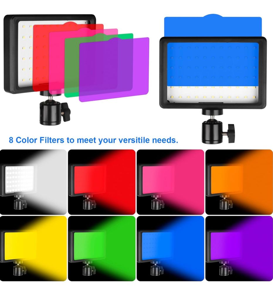 Zestaw 2 lamp led do fotografowania i wideo filtry w zestawie