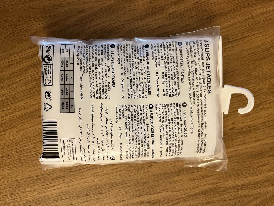 Kit pos parto (cuecas descartaveis, almofada de frio e frasco lavagem)