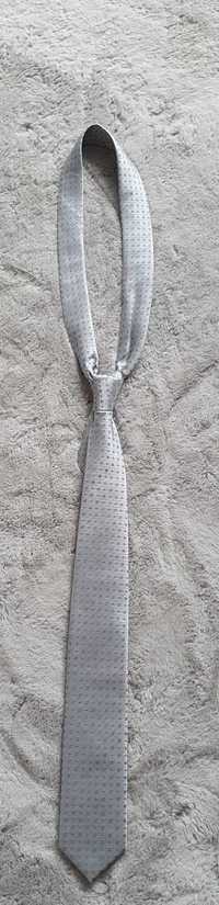 krawat szary srebrny 100 jedwab