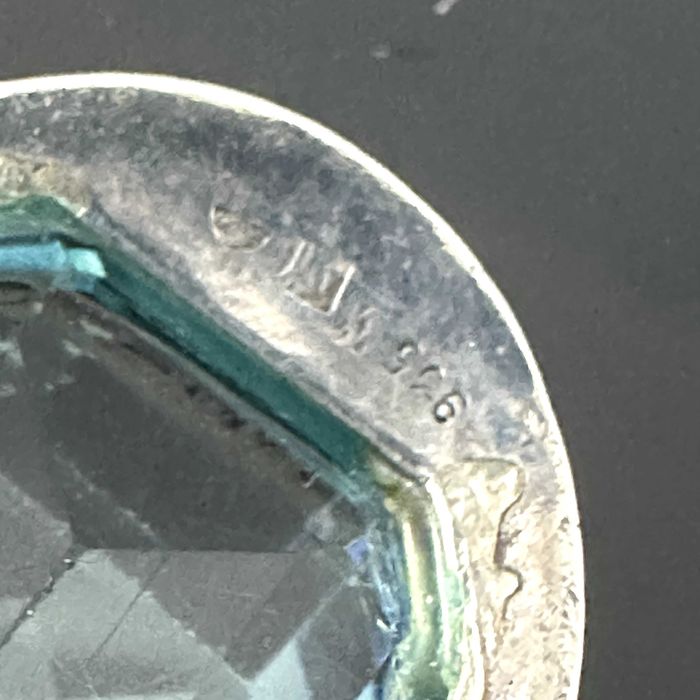 Wielki naszyjnik Art Deco z błękitnym Spinelem - próba srebra 925