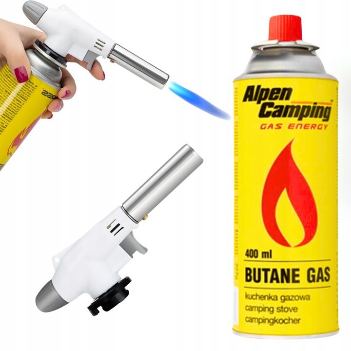 Palnik Gazowy + Kartusze Gaz Nabój Alpen Camping 227g/400ml Zestaw 1+6