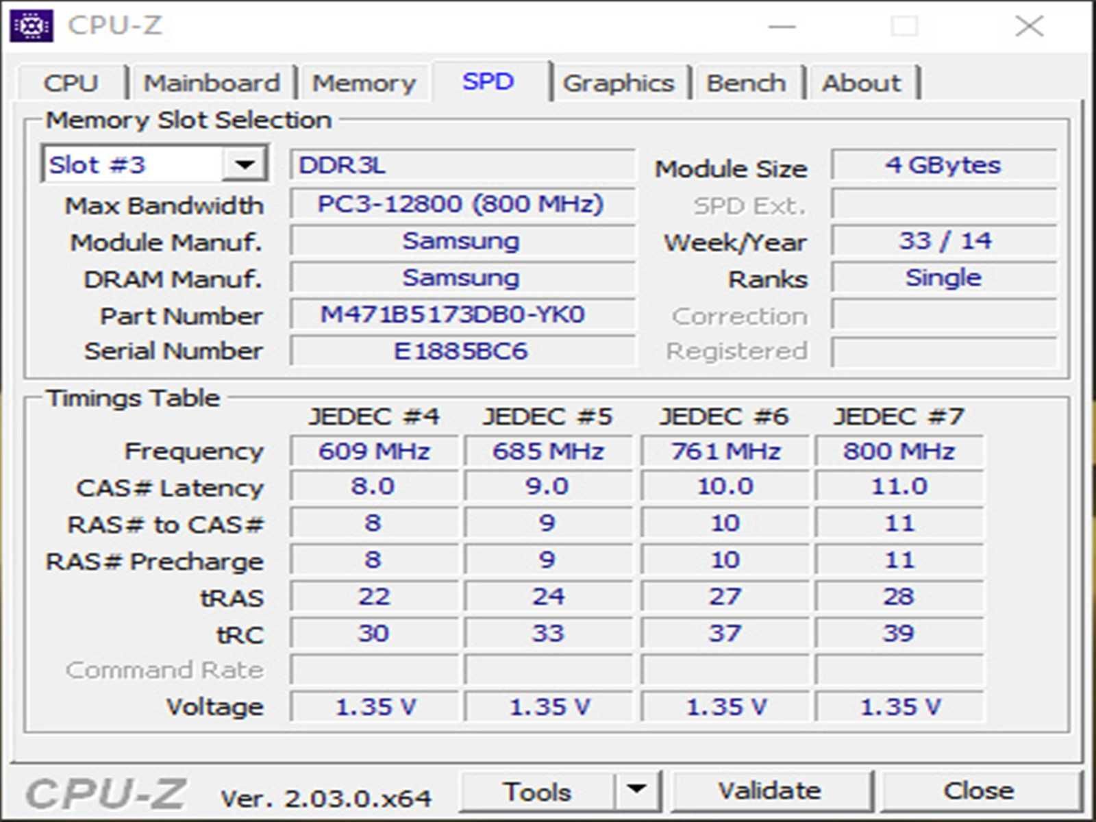 DDR3 8GB Samsung 12800 L