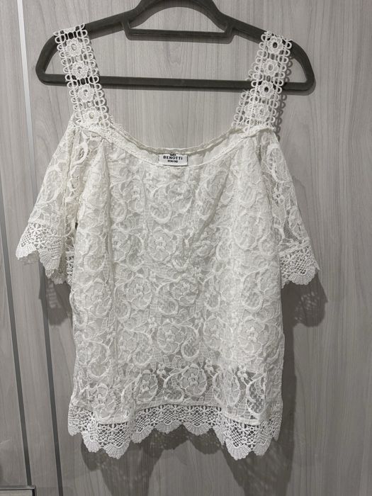 Bluzka koronkowa hiszpanka biała włoska butik Gina Benotti M/L