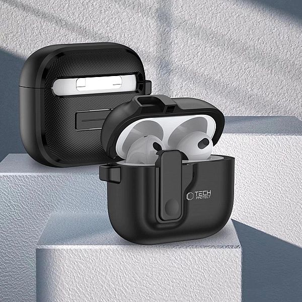 Etui Tech-Protect Slim Hook na AirPods 4 - czarne