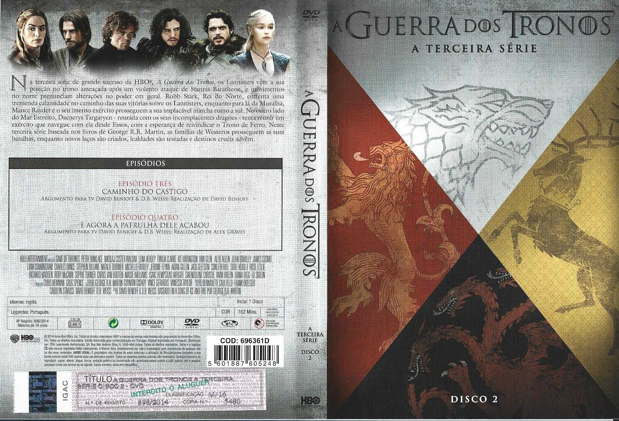 Guerra dos Tronos - - - 3ª Temporada - - - - - 5 X DVD