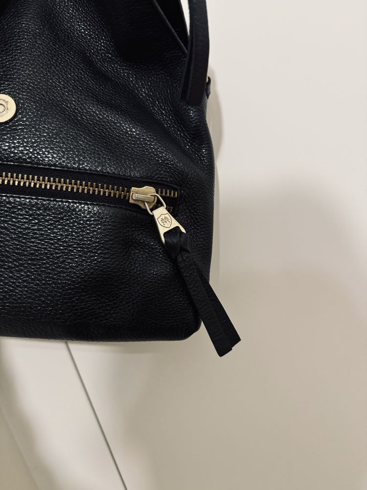 Skórzana torebka Massimo Dutti czarna